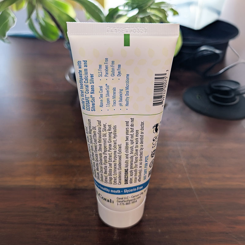 Coral Toothpaste, Nano Silver, Mint, 4oz